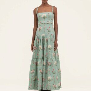Agua By Agua Bendita Lima Orquidea Hand-Embroidered Maxi Dress